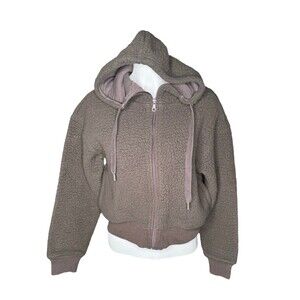 Offline by Aerie Cropped Sherpa Jacket Brown Warm Cozy Athleisure Lounge Medium